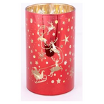 Γυαλινο Διακοσμητικο, Kokkino, Φωτιζομενο, με Αστερακια, 9x16cm