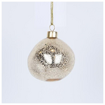 Γυαλινη Μπαλα, σε Σχημα Πετρας, Διαφανη Σαμπανι, σετ 4τμχ, 8cm