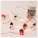 Σειρα, 20 Mini Led, Χιονανθρωπος & Κουτι Δωρου, Μπαταριας 3xaa, Χρονοδιακοπτη, Κοκκινο & Λευκο Χαλκινο Καλωδιο, Θερμο Λευκο Led, ανα 10cm, Προεκταση Παροχης 30cm, Ip20