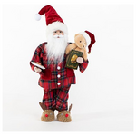 Αγιος Βασιλης με Αρκουδο, Κοκκινος Καρο, 23x46cm