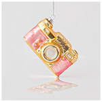 Γυαλινο Στολιδι, Φωτογραφικη Μηχανη, Ροζ, 10x4x6cm