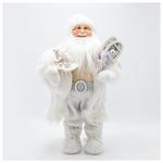 Αη Βασιλης με Λευκη Γουνα και Δωρακια, 45cm