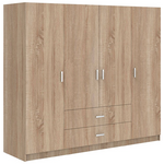 Ντουλάπα Τετράφυλλη Royal Pakoworld με Συρτάρια και Πατάρι Sonoma 200x58x230εκ