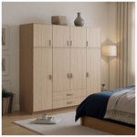 Ντουλάπα Τετράφυλλη Royal Pakoworld με Συρτάρια και Πατάρι Sonoma 200x58x230εκ