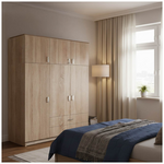 Ντουλάπα Τρίφυλλη Royal Pakoworld με Συρτάρια και Πατάρι Sonoma 150x58x230εκ