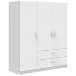 Ντουλάπα Τρίφυλλη Royal Pakoworld με Συρτάρια και Πατάρι Λευκό 150x58x230εκ