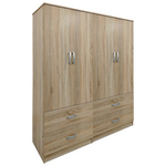 Ντουλάπα Τετράφυλλη με Συρτάρια Lego Pakoworld Sonoma 160x42x180εκ