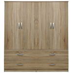 Ντουλάπα Τετράφυλλη με Συρτάρια Lego Pakoworld Sonoma 160x42x180εκ