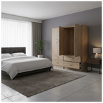 Ντουλάπα Τετράφυλλη με Συρτάρια Lego Pakoworld Sonoma 160x42x180εκ