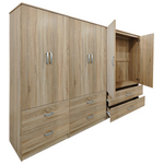 Ντουλάπα Εξάφυλλη με Συρτάρια Lego Pakoworld Sonoma 240x42x180εκ