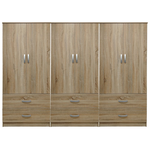 Ντουλάπα Εξάφυλλη με Συρτάρια Lego Pakoworld Sonoma 240x42x180εκ