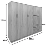 Ντουλάπα Εξάφυλλη Lego i Pakoworld Sonoma 240x42x180εκ