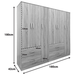 Ντουλάπα Εξάφυλλη Lego Pakoworld Sonoma 180x42x180εκ