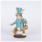 Διακοσμητικο Πολυρεζιν Ποντικι, Γαλαζιο με Χρυσο Ρολοι, 6.5x8.5x14cm