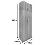 Ντουλάπα Δίφυλλη και Πατάρι Lego Pakoworld σε Wenge Απόχρωση 80x42x240εκ