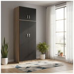 Ντουλάπα Δίφυλλη και Πατάρι Lego Pakoworld σε Sonoma-Ανθρακί Απόχρωση 80x42x240εκ