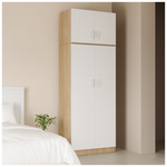 Ντουλάπα Δίφυλλη και Πατάρι Lego Pakoworld σε Sonoma-Λευκή Απόχρωση 80x42x240εκ