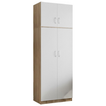 Ντουλάπα Δίφυλλη και Πατάρι Lego Pakoworld σε Sonoma-Λευκή Απόχρωση 80x42x240εκ