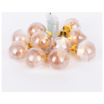 Σειρα 10 led Διακοσμητικeς Μπαλες με ροζ Χρυσο Υφασμα , Μπαταριας 3χαα, Timer, Θερμο Λευκο Led, Διαφανο pvc Καλωδιο, Προεκταση Παροχης 30cm, Ip20