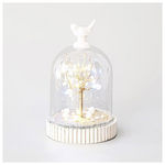 Γυαλινος Θολος, με Πουλακι και Δεντρο από Περλες, 12 Led, 11,6x18cm