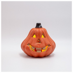 Φωτιζομενη Πορτοκαλι Κολοκυθα, Halloween Σχεδιο, Μπαταριας 2xaa, 6 Θερμα Λευκα Led, 16x14x15cm, Ip20