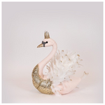 Βελουδινος Κυκνος, ροζ με Χρυσο Glitter, 27x22x28cm