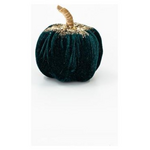 Βελουδινη Κολοκυθα, Σκουρο Πρασινο, με Χρυσο Γκλιτερ, 8cm