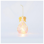 Γυαλινο Κηροπηγιο, Αγγελος, Ροζ, 9x20cm