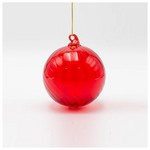 Γυαλινη Μπαλα, Κοκκινη Διαφανη, σετ 4τμχ, 8cm