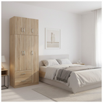 Ντουλάπα Τρίφυλλη με 2 Συρτάρια και Πατάρι Lego Pakoworld σε oak Απόχρωση 90x42x240εκ