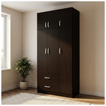 Ντουλάπα Τρίφυλλη με 2 Συρτάρια και Πατάρι Lego Pakoworld σε Wenge Απόχρωση 90x42x240εκ