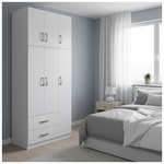 Ντουλάπα Τρίφυλλη με 2 Συρτάρια και Πατάρι Lego Pakoworld σε Λευκή Απόχρωση 90x42x240εκ