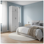 Ντουλάπα Δίφυλλη με 2 Συρτάρια και Πατάρι Lego Pakoworld σε Λευκή Απόχρωση 80x42x240εκ