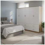 Ντουλάπα Εξάφυλλη με Συρτάρια Lego Pakoworld Sonoma-Λευκό  240x42x180εκ