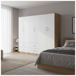 Ντουλάπα Εξάφυλλη Lego Pakoworld Sonoma-Λευκή 240x42x180εκ