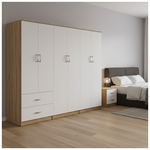 Ντουλάπα Εξάφυλλη Lego i Pakoworld Sonoma-Λευκό 240x42x180εκ