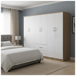 Ντουλάπα Εξάφυλλη Lego ι Pakoworld Sonoma-Λευκό 200.5x42x180εκ