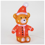 Ακρυλικος Αρκουδος Καφε & Κοκκινος, 3,5v Μετασχηματιστη, 30 Λευκα Led, Προεκταση Παροχης 5m, 18x13x31cm, Ip44