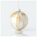 Γυαλινη Μπαλα, Σαμπανι, με Glitter Γραμμες, σετ 4τμχ, 8cm