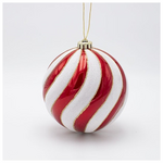 Πλαστικη Μπαλα, Κοκκινη με Λευκα και Glitter Νερα, σετ 2τμχ, 15cm