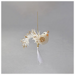 Βελουδινο Κρεμαστο Πουλακι, Λευκο, 13x14cm