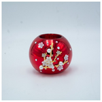 Κηροπηγιο, Κοκκινο, με Λευκα 3d Λουλουδια, 6.5x8cm