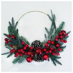 Στεφανι, με Ασημι Κρικο, Λουλουδι, με Κουκουναρα και Berry, 50cm