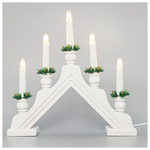 Κηροπηγιο Λευκο, 230v, με 5 Λευκα Κερακια, Θερμα Λευκα, Ξυλινο, 32x4,8x32,5cm