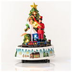 Χριστουγεννιατικο Δεντρο με Χορευτες και Τρενο, 8 Led, με Μετασχηματιστη, με Μουσικη και Κινηση, 14,5x14,5x20,5cm