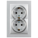 Πριζα Σουκο Διπλη Χωνευτη 16a Ασημι