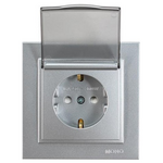 Πριζα Σουκο Καπακι 16a Αλουμινιο με Παιδικη Προστασια Ασημι