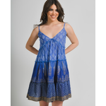 Ble Φορεμα Αμανικο Μπλε με Λευκα/χρυσα Σχεδια one Size (100% Cotton)