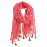 Ble Φουλαρι/παρεο Σκουρο ροζ με ροζ Χρυσο Λεπτομερειες 100x180 (100% Cotton)