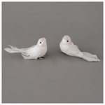 Πουλακι Λευκο, με ροζ Glitter, 11cm